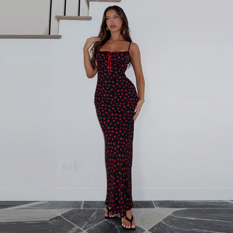 A new sweet one-shoulder lace lace floral halter dress from Feng Women's Clothing for spring and summer