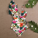 2023 New shell swimsuit female one-piece one shoulder ruffled edge cross-border foreign trade explosion print Aliexpress Swimsuit