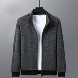 Dad Wears Jacket With A Stand-up Collar And A Casual Jacket