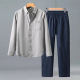 Lightweight Casual Solid-color Pure Linen Set