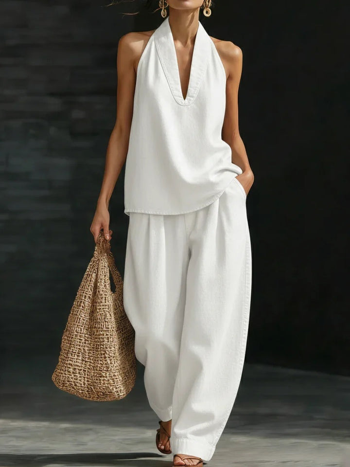 Whitening and natural-looking denim straight-leg casual trousers for women