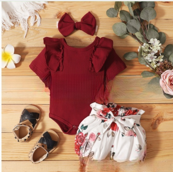 Summer Newborn Baby Set with Soft Cotton Stripes (One Set)