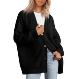 A versatile knitted women's sweater with V-neck buttons and solid color for women