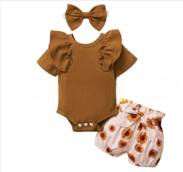 Summer Newborn Baby Set with Soft Cotton Stripes (One Set)