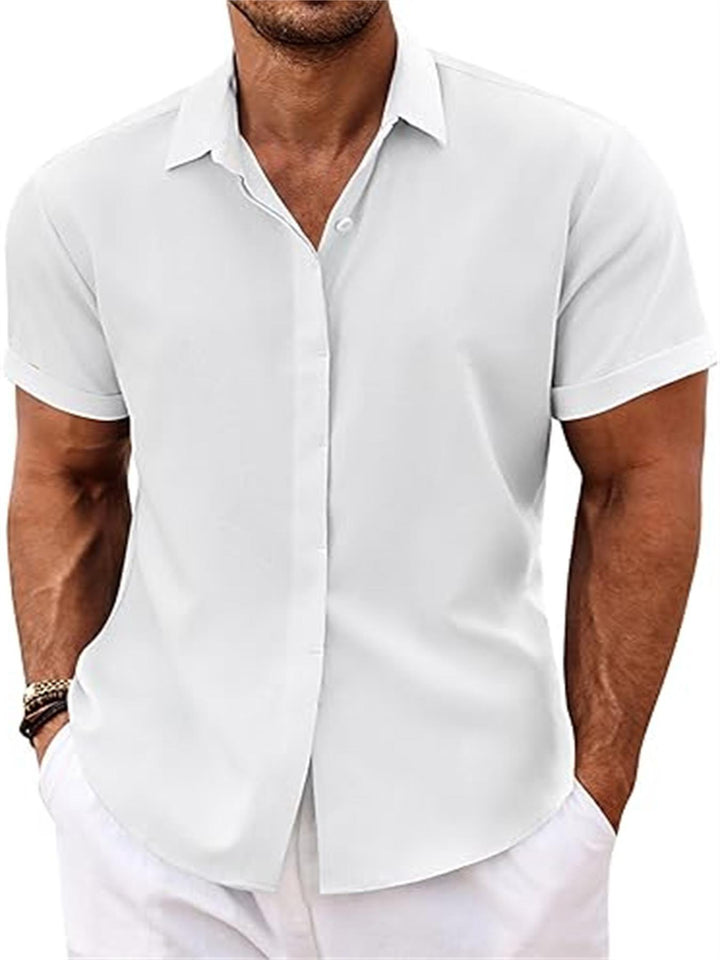 Men's linen shirts, short-sleeved casual shirts, button-down shirts, men's beach vacation