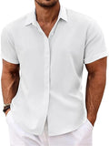 Men's linen shirts, short-sleeved casual shirts, button-down shirts, men's beach vacation
