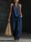 Whitening and natural-looking denim straight-leg casual trousers for women