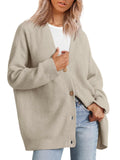 A versatile knitted women's sweater with V-neck buttons and solid color for women