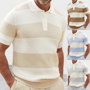 Men's Summer Lapel Short-Sleeve Sweater Casual Fashion Tee