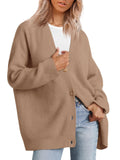 A versatile knitted women's sweater with V-neck buttons and solid color for women