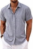 Men's linen shirts, short-sleeved casual shirts, button-down shirts, men's beach vacation