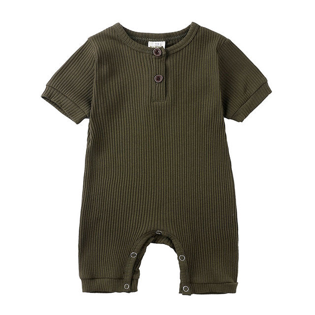 Solid Color Cotton Baby Romper for Newborns (0-24M)