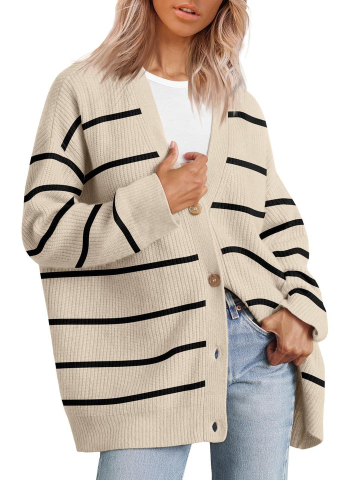A versatile knitted women's sweater with V-neck buttons and solid color for women