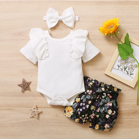 Summer Newborn Baby Set with Soft Cotton Stripes (One Set)