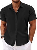 Men's linen shirts, short-sleeved casual shirts, button-down shirts, men's beach vacation