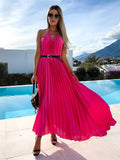 2022 Bohemian Pleated Maxi Dress with Belt