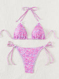 2026bikini Triangular Cup Printed Bikini Two-piece swimsuit