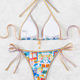 2026bikini Triangular Cup Printed Bikini Two-piece swimsuit