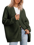 A versatile knitted women's sweater with V-neck buttons and solid color for women