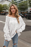 Autumn and winter off-the-shoulder large loose knitted sweater, one-neck solid color pullover sweater for women