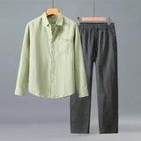 Lightweight Casual Solid-color Pure Linen Set
