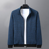 Dad Wears Jacket With A Stand-up Collar And A Casual Jacket