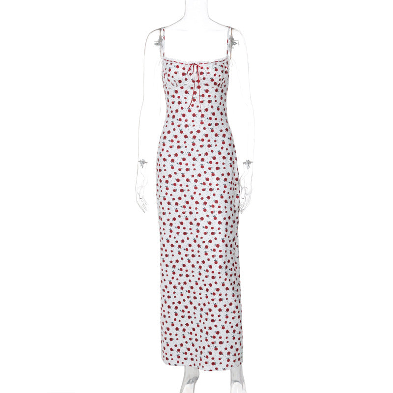 A new sweet one-shoulder lace lace floral halter dress from Feng Women's Clothing for spring and summer