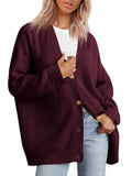 A versatile knitted women's sweater with V-neck buttons and solid color for women