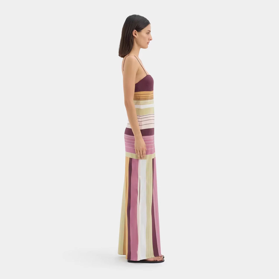 Color-blocking striped dress