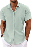 Men's linen shirts, short-sleeved casual shirts, button-down shirts, men's beach vacation