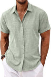 Men's linen shirts, short-sleeved casual shirts, button-down shirts, men's beach vacation