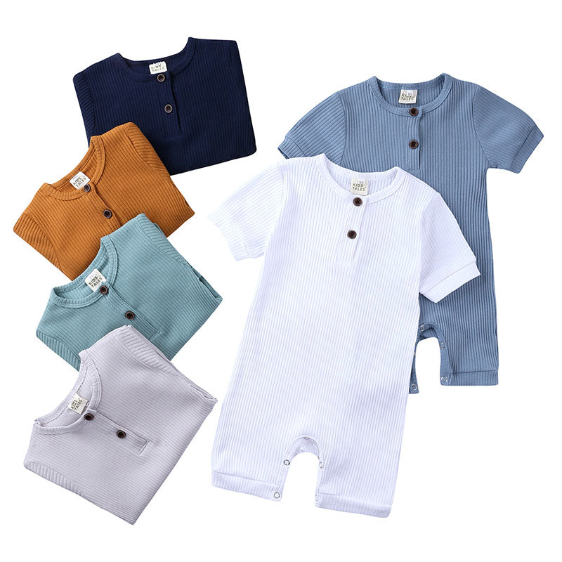 Solid Color Cotton Baby Romper for Newborns (0-24M)