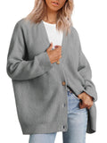 A versatile knitted women's sweater with V-neck buttons and solid color for women