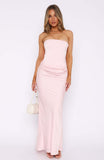 Strapless, body-hugging, fishbone, figure-hugging, high-end one-piece long dress