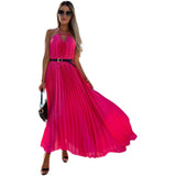 2022 Bohemian Pleated Maxi Dress with Belt