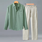Lightweight Casual Solid-color Pure Linen Set