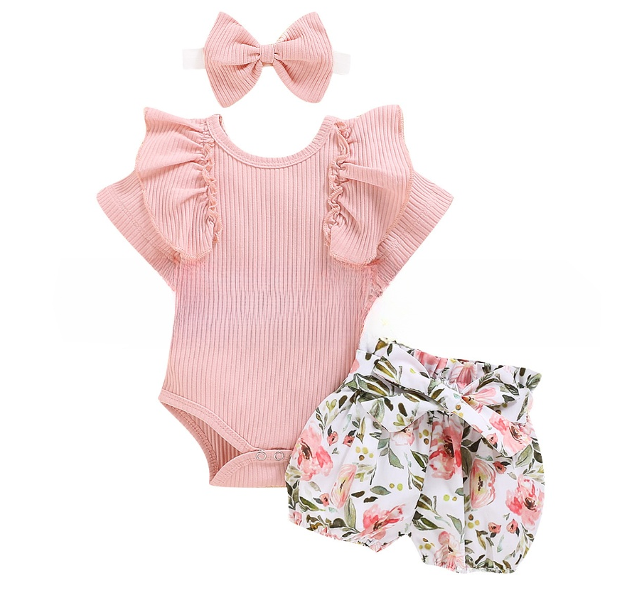 Summer Newborn Baby Set with Soft Cotton Stripes (One Set)