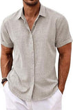 Men's linen shirts, short-sleeved casual shirts, button-down shirts, men's beach vacation