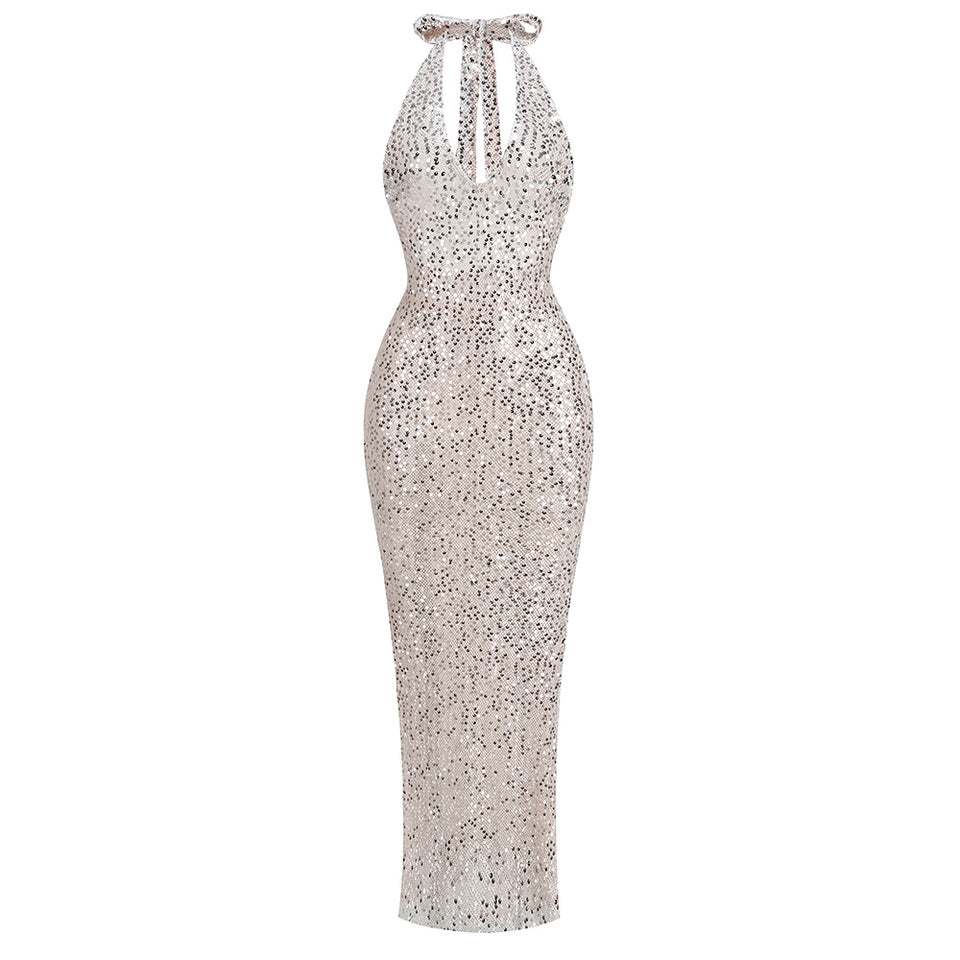 Halter Backless Luminous Cloth Dress