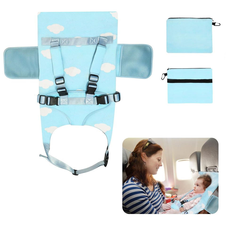 Baby Travel Bed Baby Airplane Bed Toddler Airplane Seat Extender Bed Portable Infant Travel Bed with Side Pockets Kids Plane Bed Baby Travel Essentials Flying Travel for 1-12 Month Old Baby